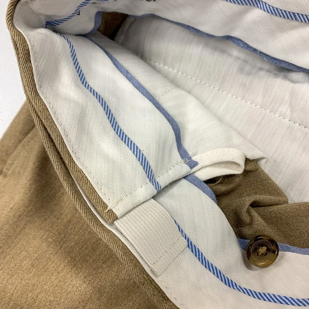 Lands End Pants Mens 34 Tan Traditional‎ Fit Straight Chino Business Casual Work